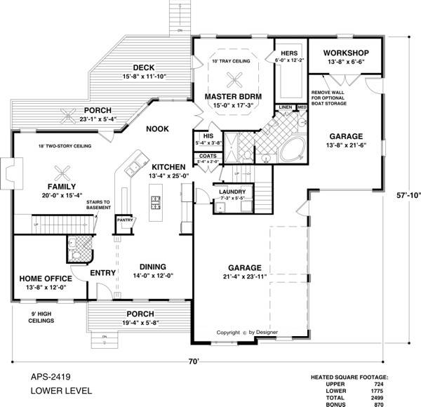 Lower Floorplan image of The Shenandoah House Plan